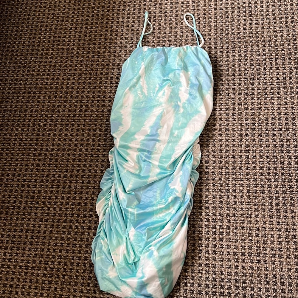 Fashion nova ruched turqoise dress